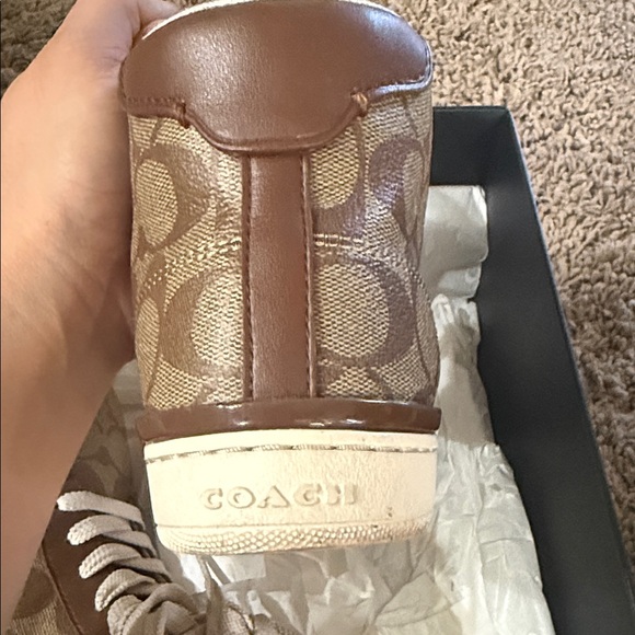 Coach Brown and Cream High-Top Sneakers - Picture 4 of 6